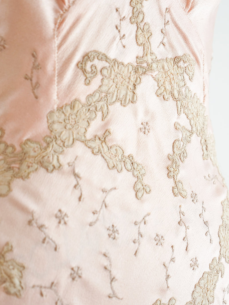 Embroidered Lace Silk Slip Dress arcadeshops.com