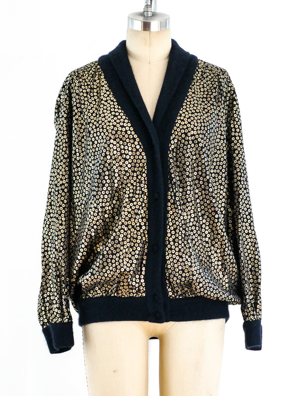 Yves Saint Laurent Sequin Print Cardigan Jacket arcadeshops.com