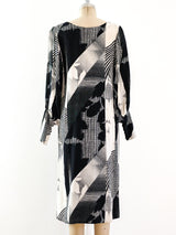 Graphic Black and White Silk Dress Dress arcadeshops.com
