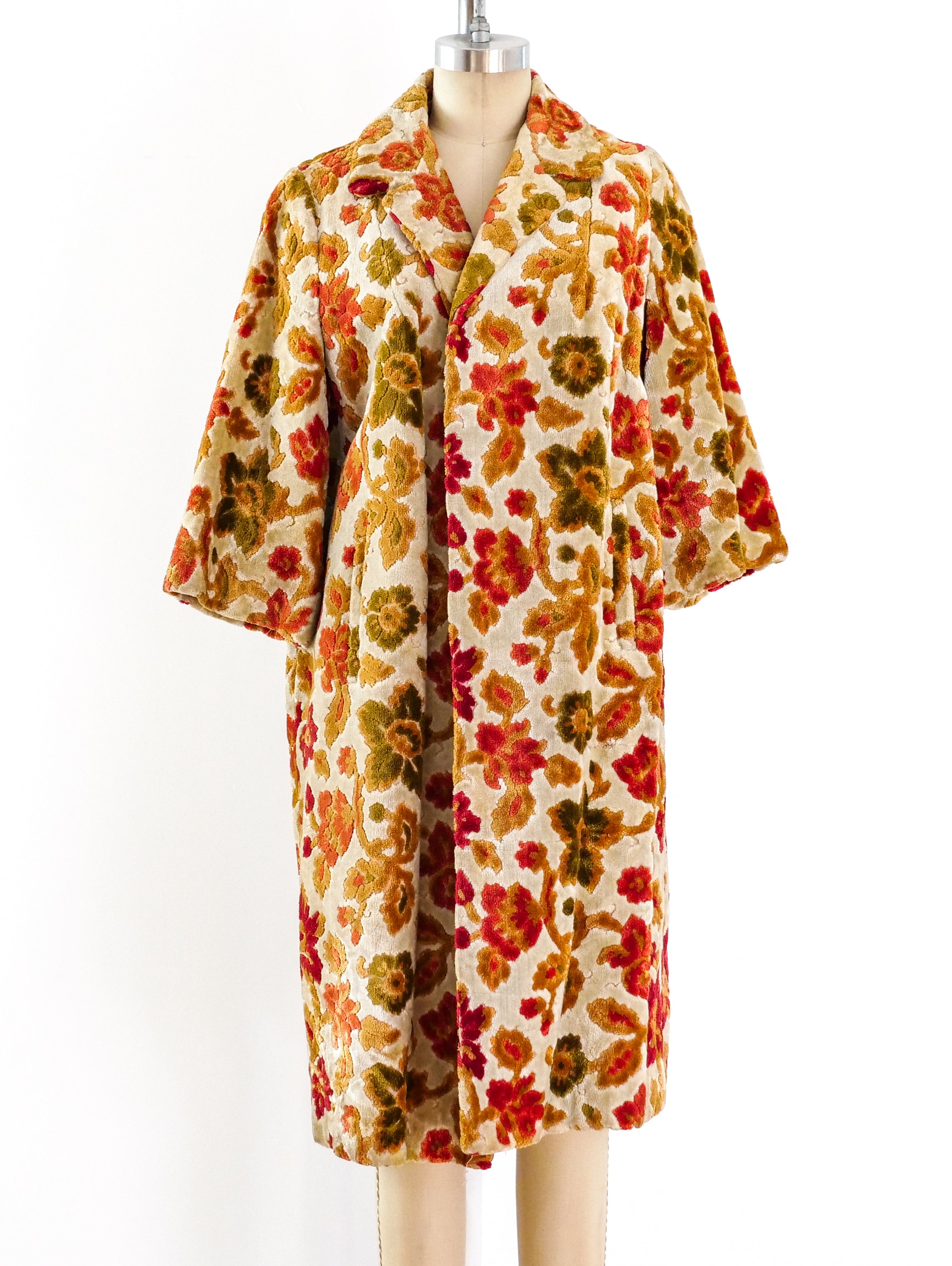 Vintage 1960s Heavy Long Belted Floral Tapestry Coat | eBay
