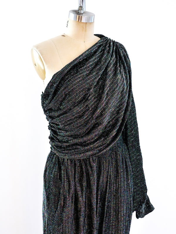 Multicolor Lurex One Sleeved Jumpsuit Suit arcadeshops.com