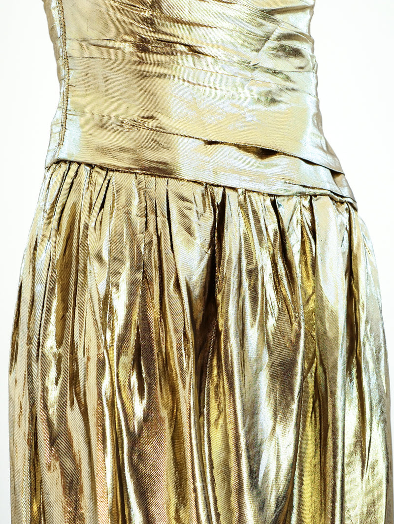 Gold Lurex Strapless Gown Dress arcadeshops.com