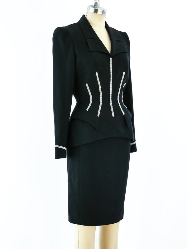 Thierry Mugler Rhinestone Trimmed Skirt Ensemble Suit arcadeshops.com