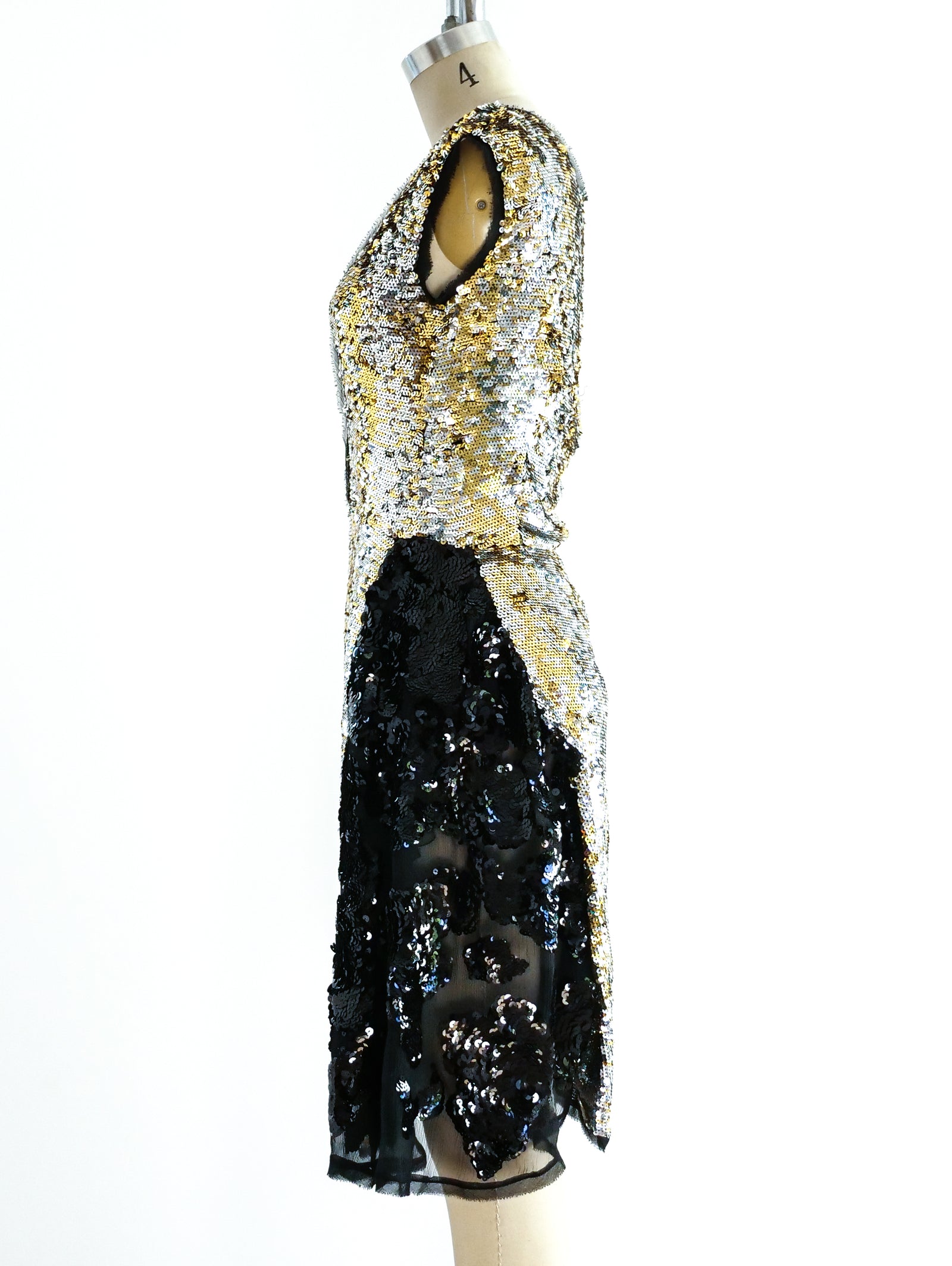 Prada Silver and Gold Sequin Dress