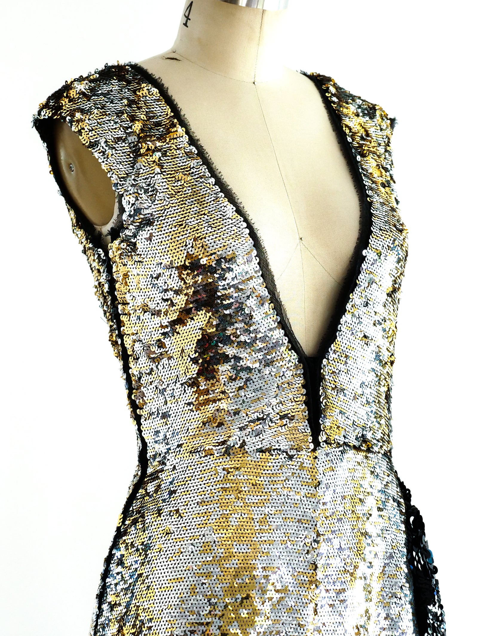 Prada Silver and Gold Sequin Dress