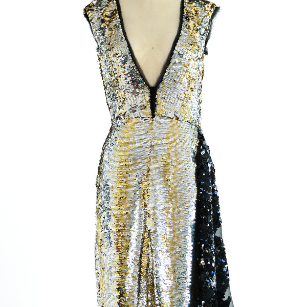 Prada Silver and Gold Sequin Dress