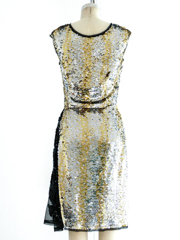 Prada Silver and Gold Sequin Dress