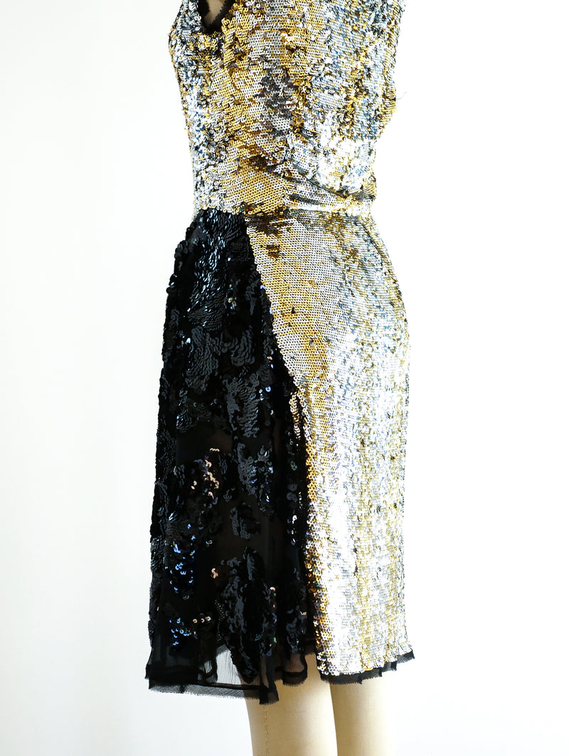 Prada Silver and Gold Sequin Dress Prada Silver and Gold Sequin Dress