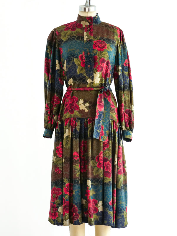 Ungaro Muted Floral Peasant Dress Dress arcadeshops.com