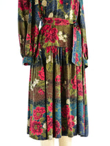 Ungaro Muted Floral Peasant Dress Dress arcadeshops.com