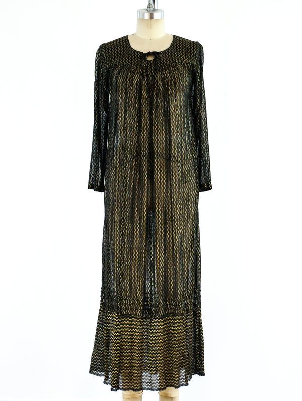 Bohemian Black and Gold Knit Dress Dress arcadeshops.com