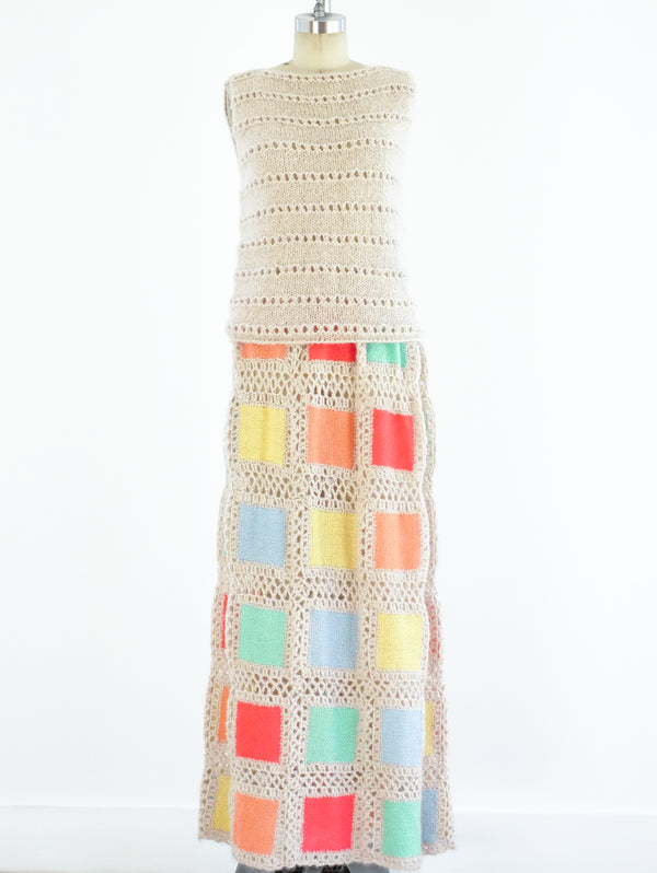 Pastel Colorblock Knit Skirt Ensemble Suit arcadeshops.com