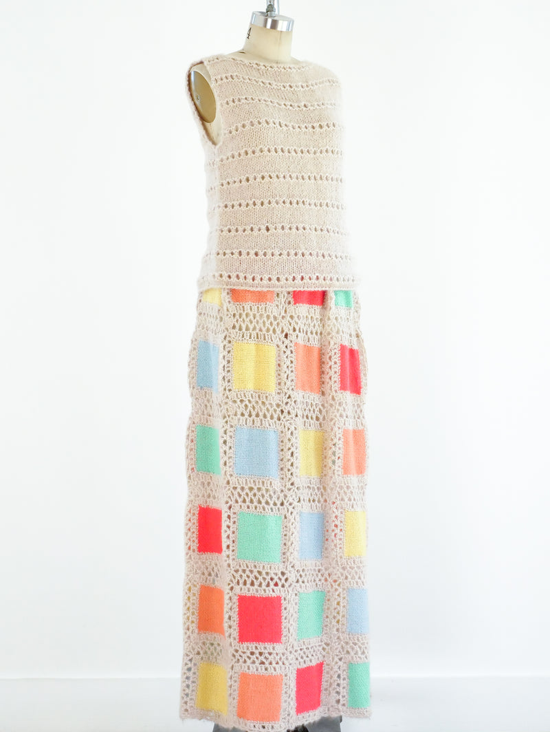 Pastel Colorblock Knit Skirt Ensemble Suit arcadeshops.com