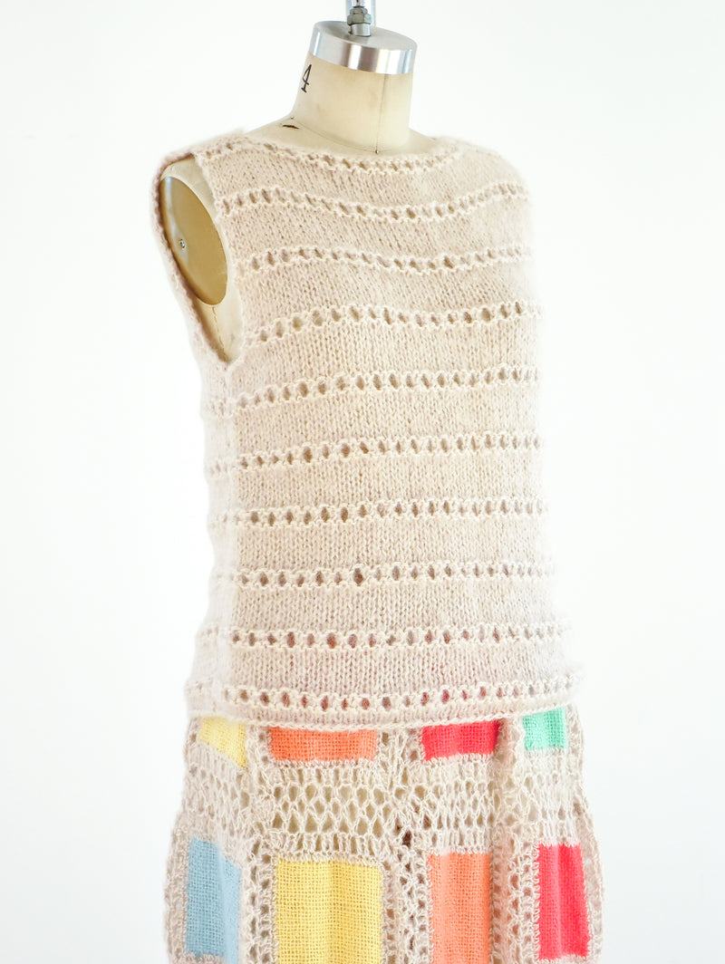 Pastel Colorblock Knit Skirt Ensemble Suit arcadeshops.com
