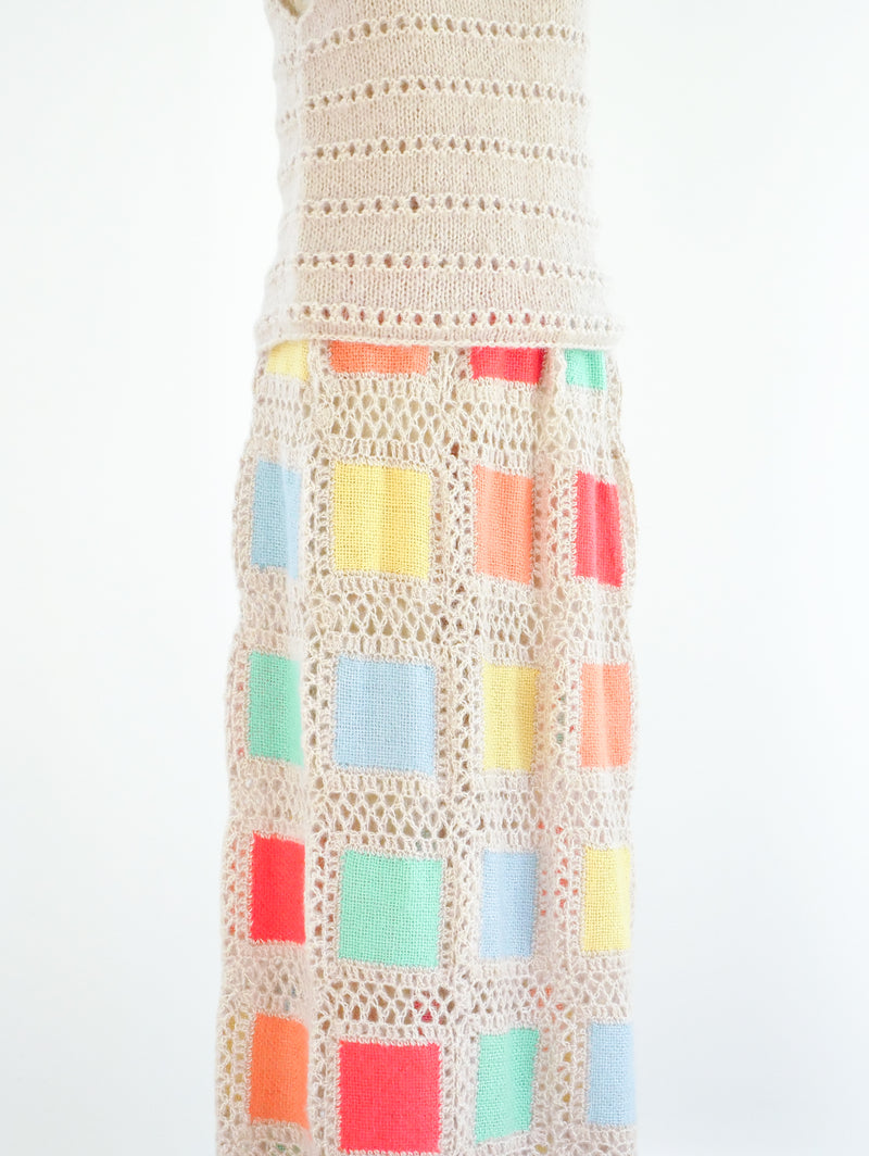 Pastel Colorblock Knit Skirt Ensemble Suit arcadeshops.com