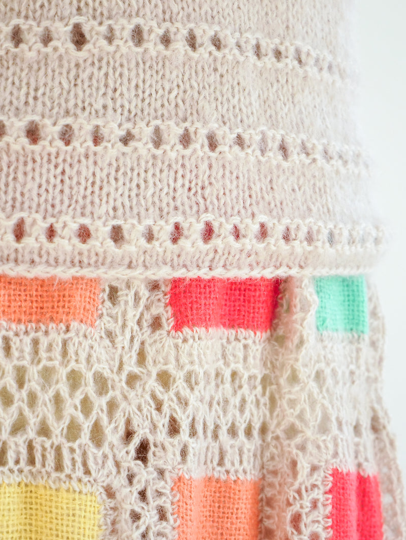 Pastel Colorblock Knit Skirt Ensemble Suit arcadeshops.com
