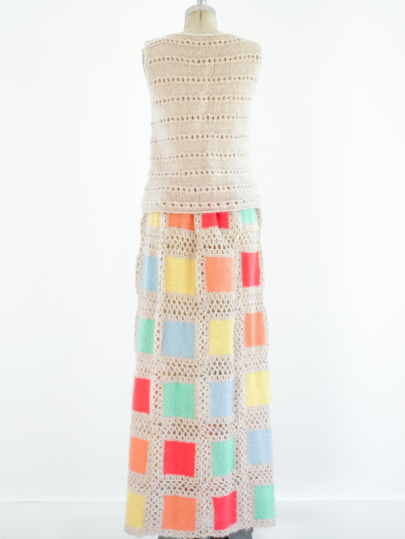 Pastel Colorblock Knit Skirt Ensemble Suit arcadeshops.com