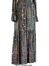 Geometric Printed Sequin Maxi Dress Dress arcadeshops.com