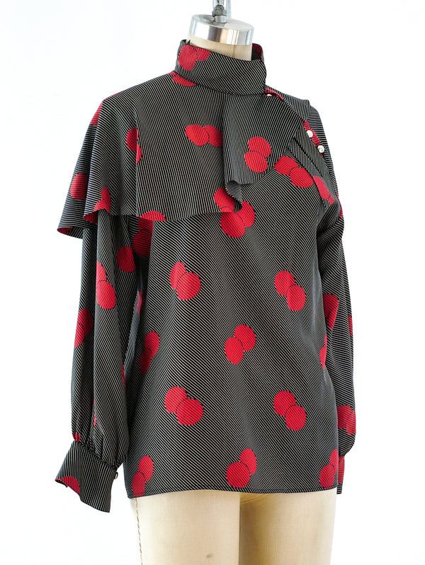 Chloe Dot Print Ruffled Blouse Top arcadeshops.com