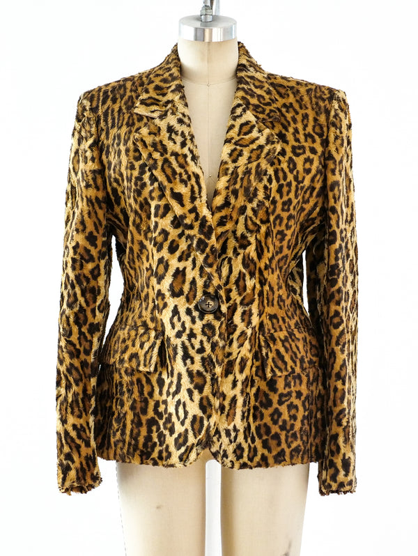 Bill Blass Faux Leopard Fur Blazer Jacket arcadeshops.com