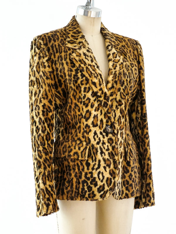 Bill Blass Faux Leopard Fur Blazer Jacket arcadeshops.com