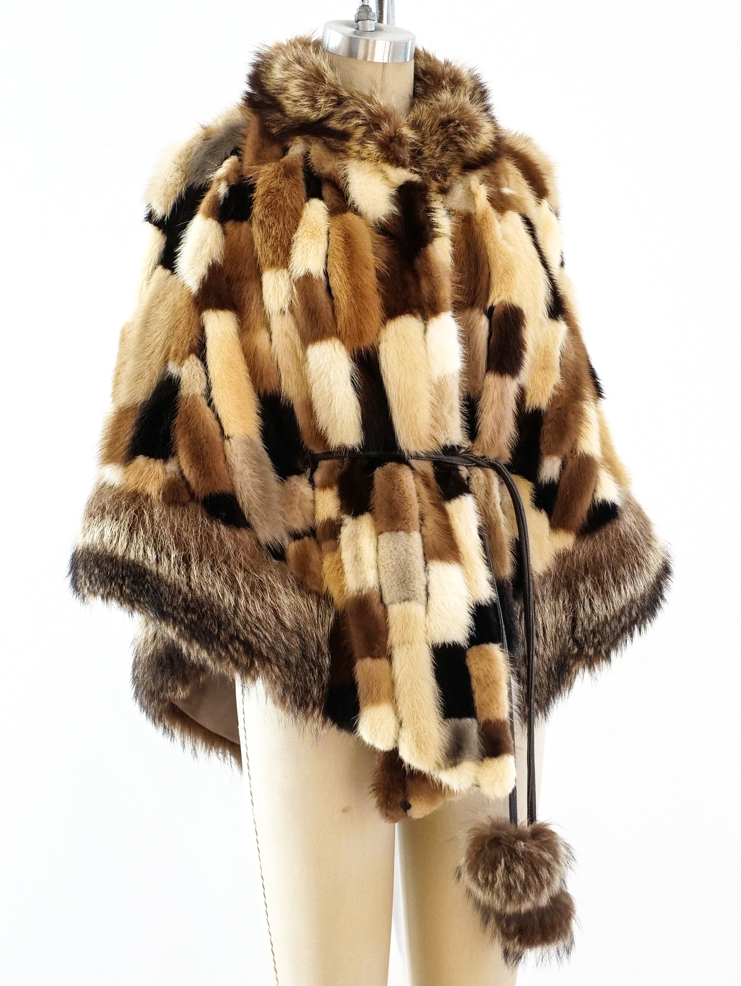 Patchwork Mink Fur Cape