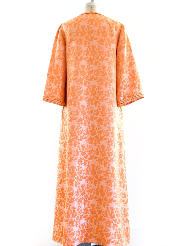 Dynasty Peach Brocade Caftan Dress arcadeshops.com