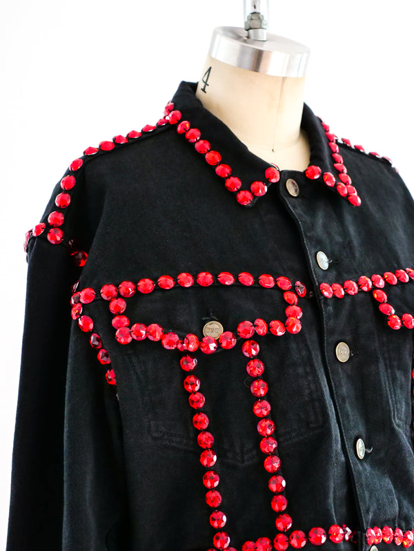 Dolce and Gabbana Crystal Studded Denim Jacket Jacket arcadeshops.com