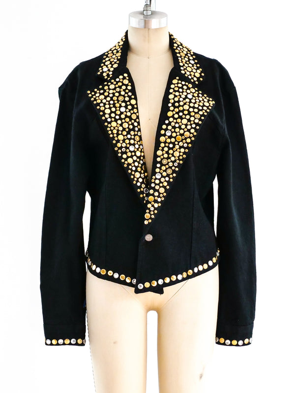 Studded Black Denim Jacket Jacket arcadeshops.com