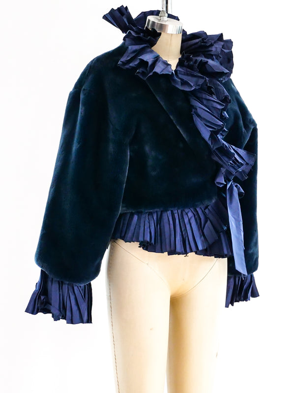 Christian Dior Faux Fur Ruffled Wrap Jacket Jacket arcadeshops.com
