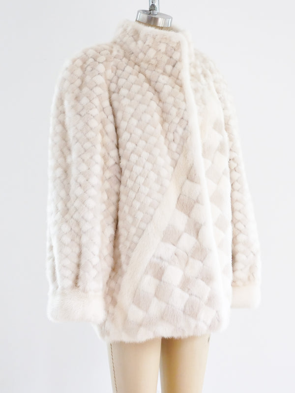 Checkerboard Ivory Mink Reversible Jacket Jacket arcadeshops.com