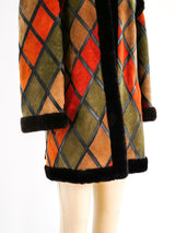 Christian Dior Shearling Colorblock Suede Coat Jacket arcadeshops.com