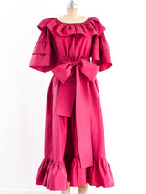 Yves Saint Laurent Taffeta Ruffled Peasant Dress Dress arcadeshops.com