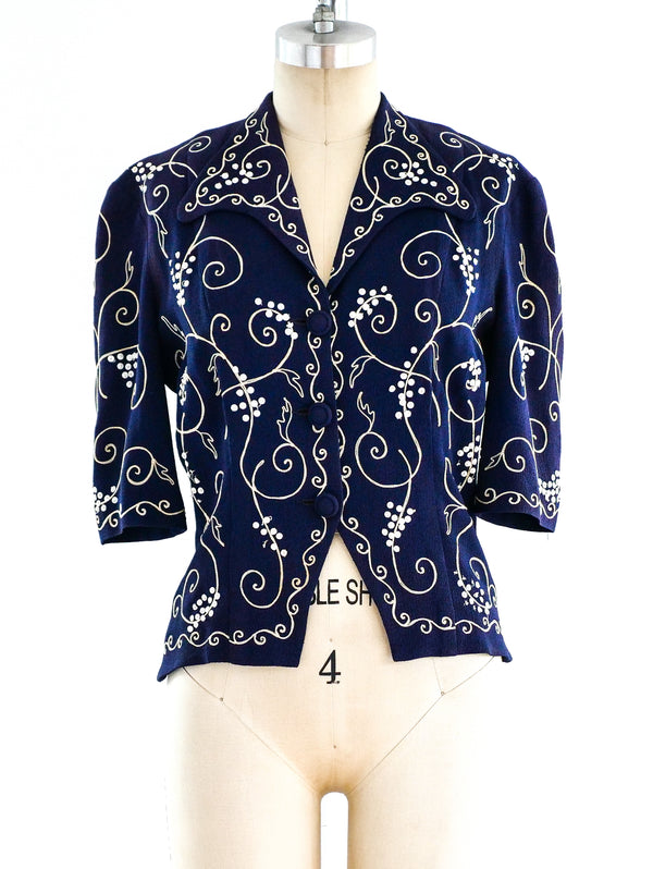 1940's Embellished Crepe Jacket Jacket arcadeshops.com