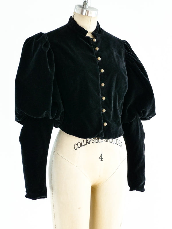 Mutton Sleeve Cropped Velvet Jacket Jacket arcadeshops.com