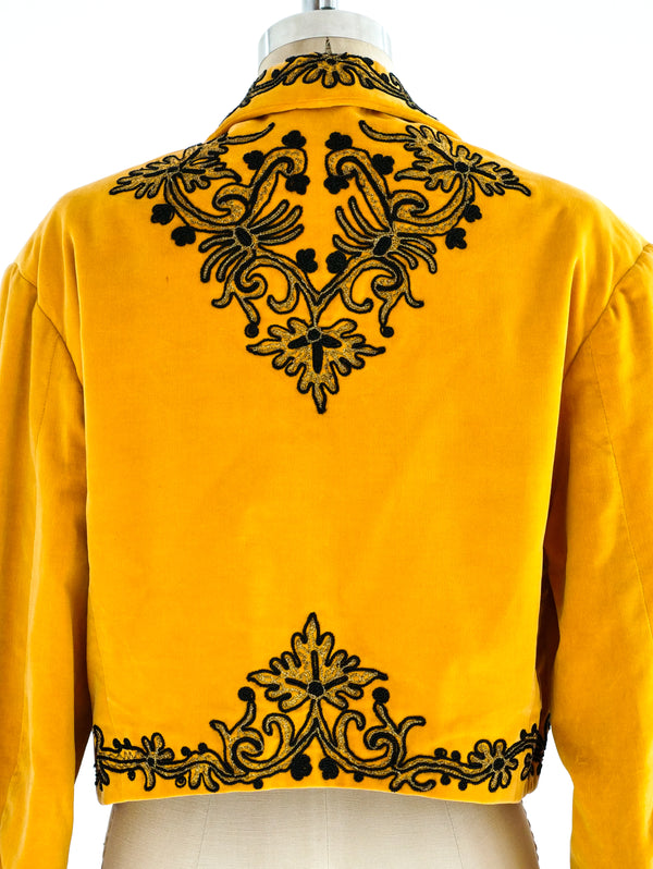 Velvet Embroidered Cropped Jacket Jacket arcadeshops.com