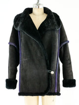 Shearling Jacket with Contrast Piping Jacket arcadeshops.com