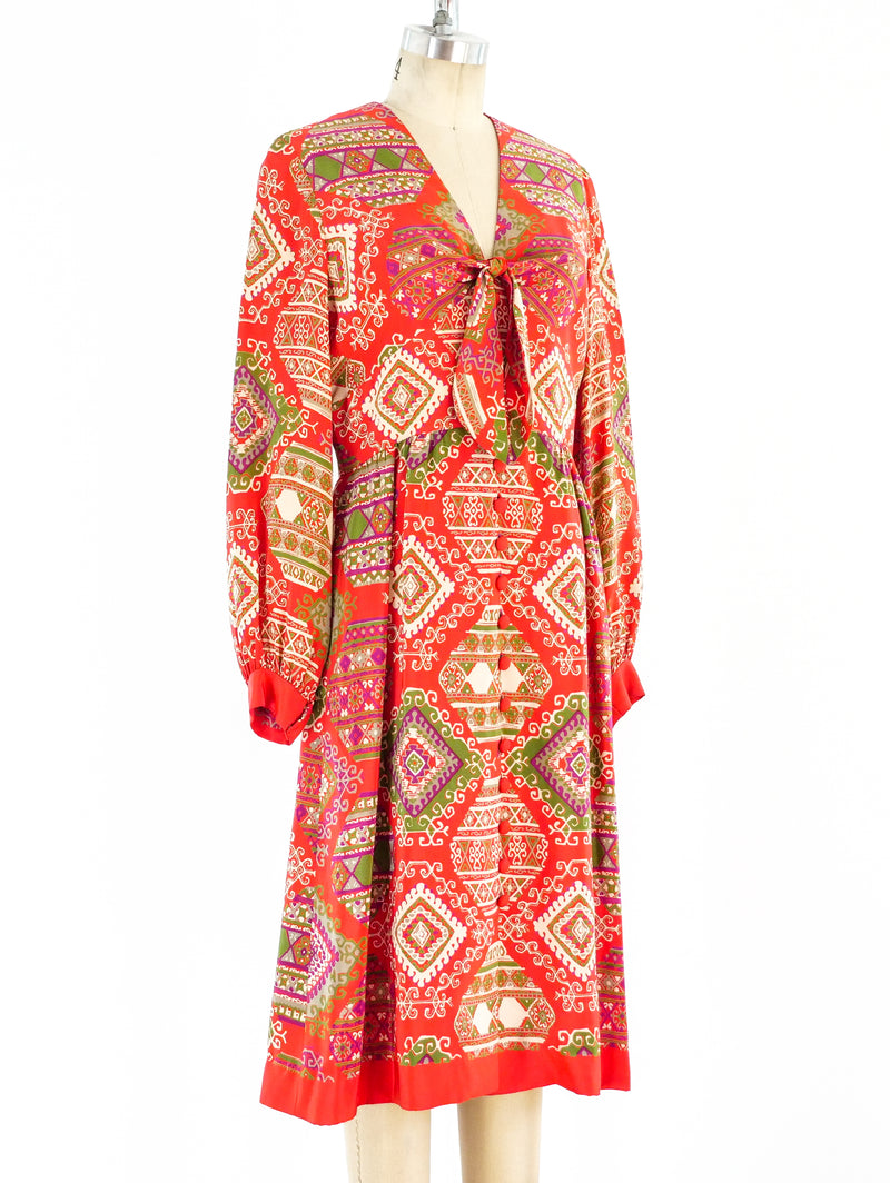 1960's Printed Silk Dress Dress arcadeshops.com