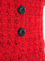 1930's Red Cotton Crochet Dress Dress arcadeshops.com