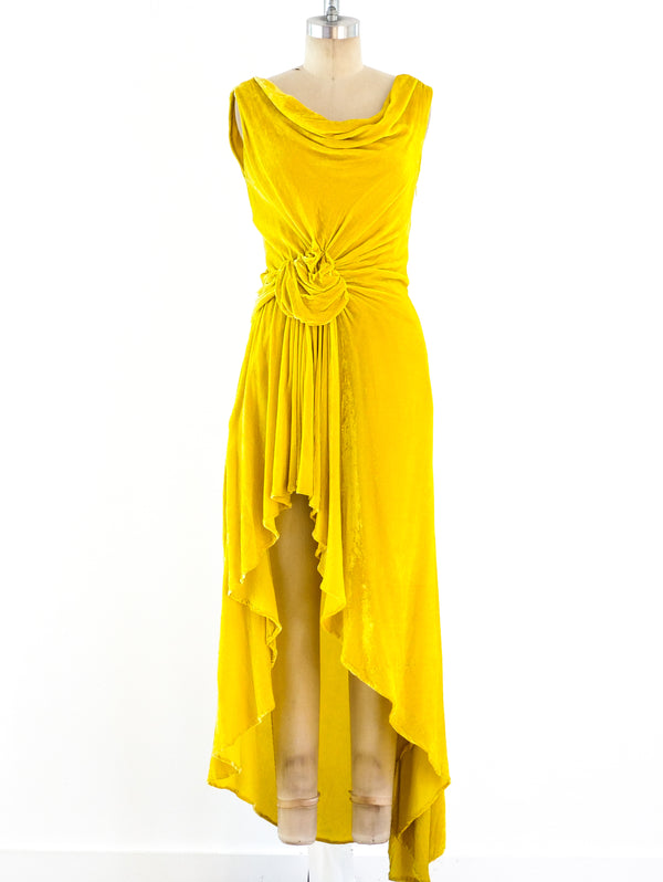 Monse Citron Draped Velvet Dress Dress arcadeshops.com