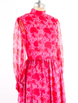1960's Printed Silk Chiffon Gown Dress arcadeshops.com