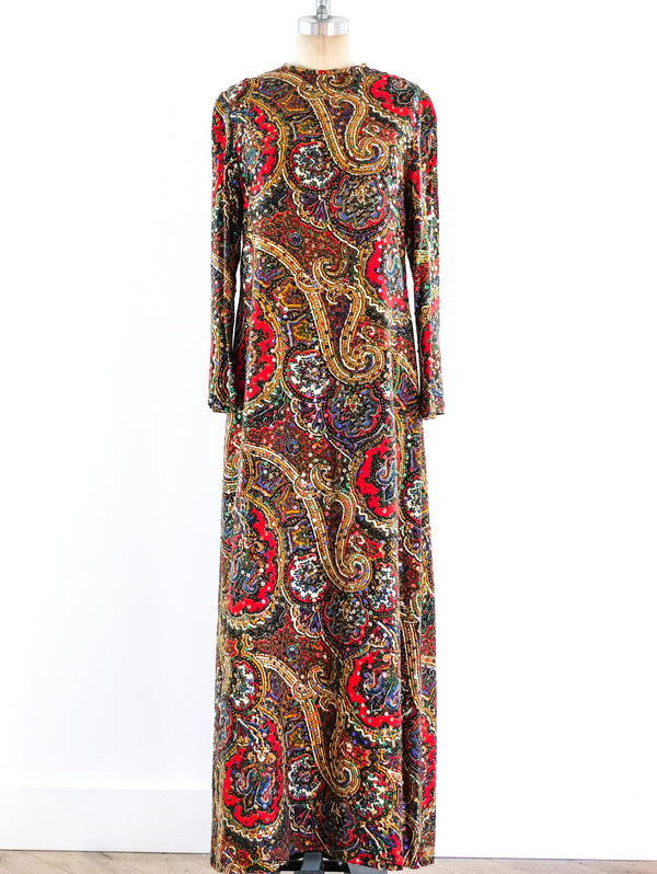 Victor Costa Paisley Sequin Column Dress Dress arcadeshops.com