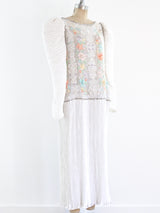 Mary McFadden Pastel Embellished Plisse Dress Dress arcadeshops.com