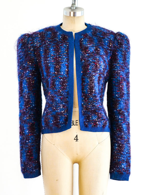 Indigo and Maroon Marbled Knit Jacket Jacket arcadeshops.com