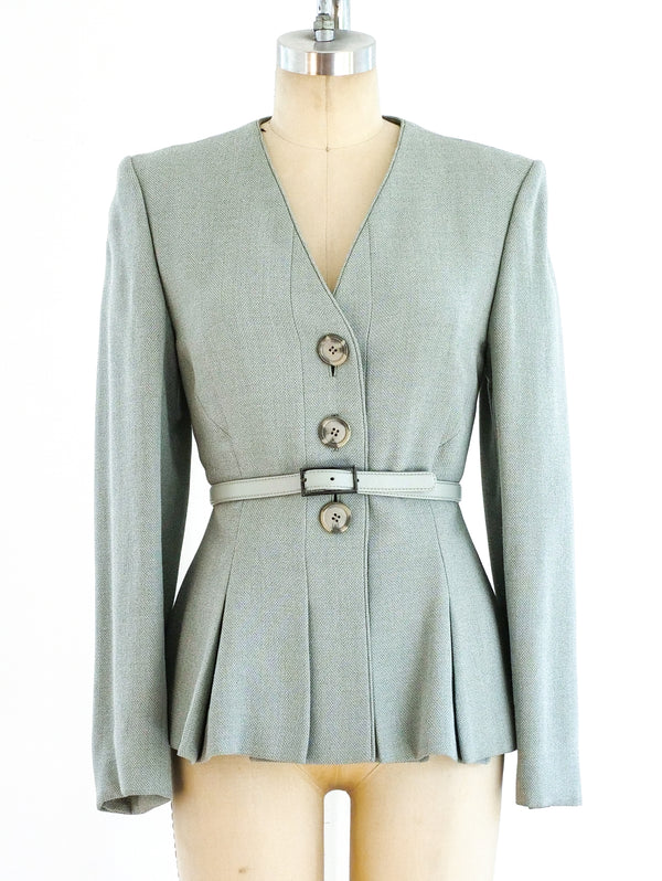 Galanos Sage Green Wool Jacket Jacket arcadeshops.com