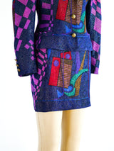 Versus Gianni Versace Printed Lurex Skirt Ensemble Suit arcadeshops.com