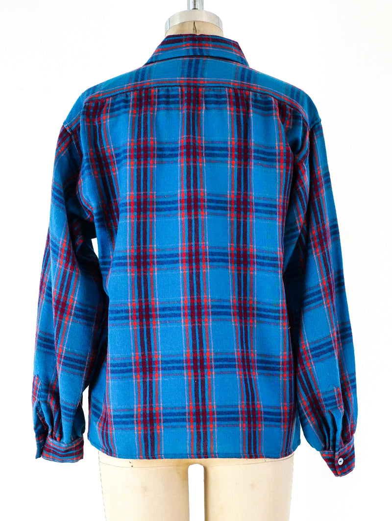 Yves Saint Laurent Plaid Flannel Shirt Top arcadeshops.com