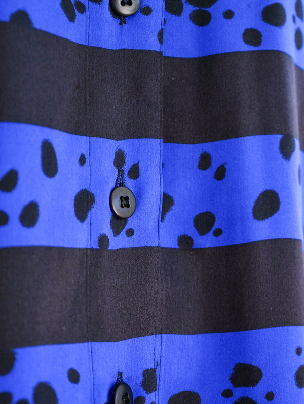 Escada Striped Animal Print Silk Blouse Top arcadeshops.com