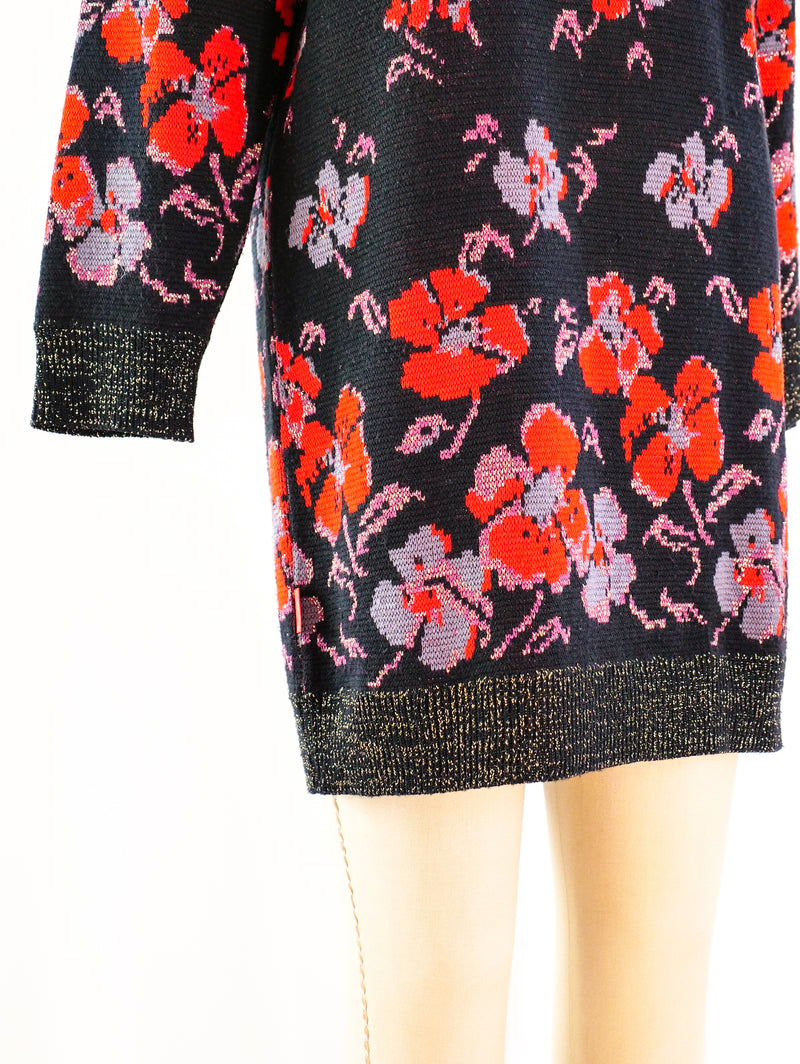 Fiorucci Floral Intarsia Sweater Dress Dress arcadeshops.com