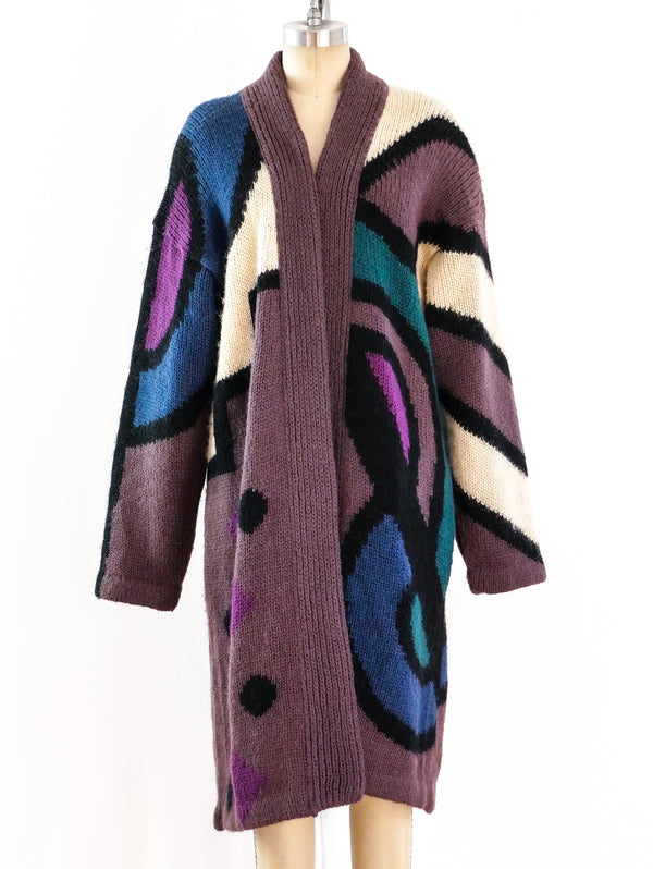 Geometric Pattern Maxi Cardigan Jacket arcadeshops.com